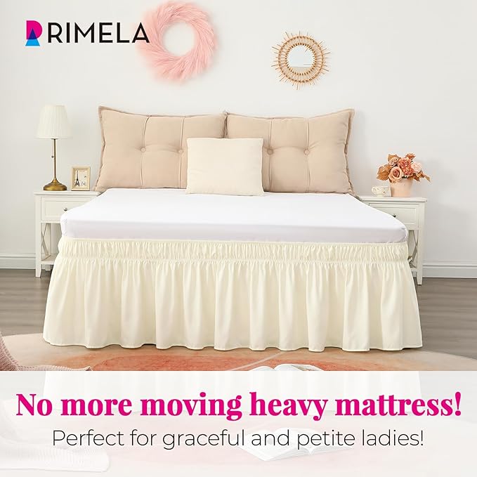 RIMELA Bed Skirt King Size 18 Inch Drop, Wrap Around Elastic Bedskirt Solid - Image 2