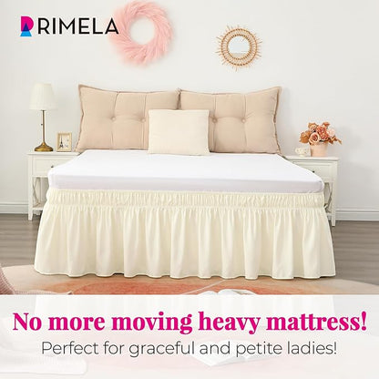 RIMELA Bed Skirt King Size 12 Inch Drop, Wrap Around Elastic Bedskirt Solid - Image 2