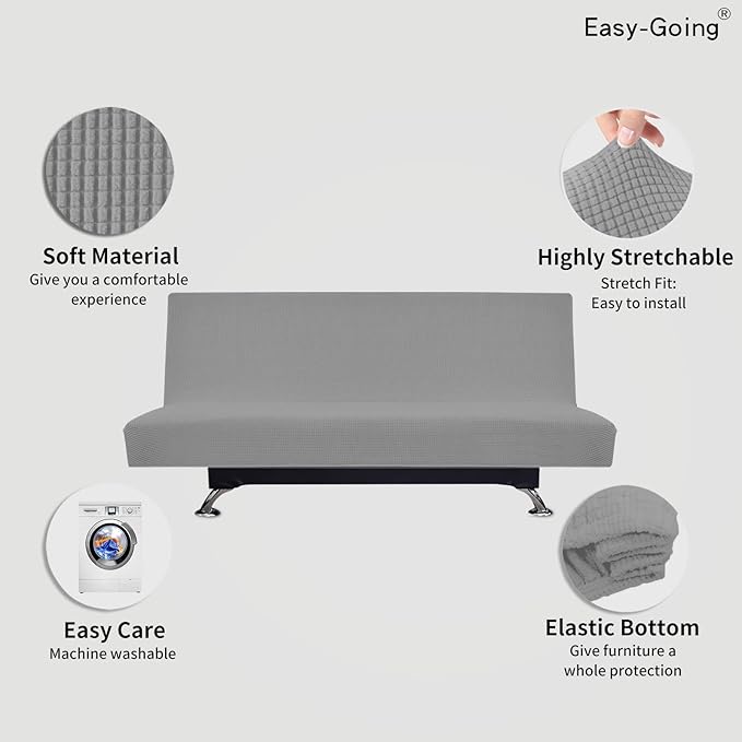 Easy-Going Stretch Futon Slipcover Armless Sofa Cover Furniture Protector - Image 3
