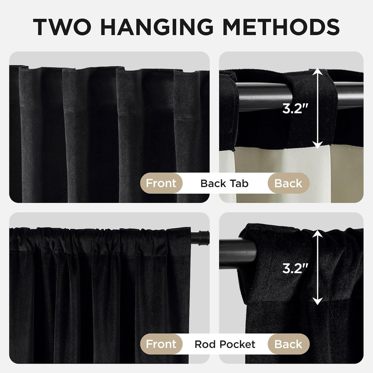 joydeco velvet blackout curtains 84 inch length 2, side view