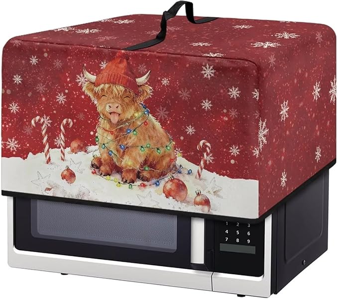 Microwave Oven Dust Cover, Christmas Highland Cattle Waterproof Polyester Dust by Unknown