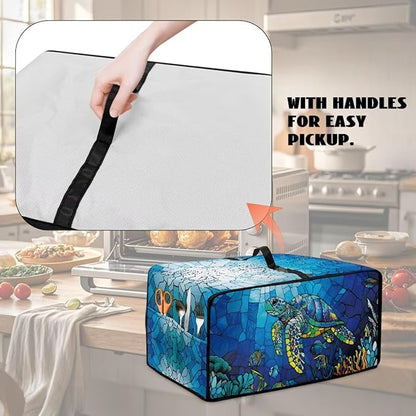 Glass Painting Sea Turtle Print Microwave Oven Cover Dustproof Toaster Oven - Image 5