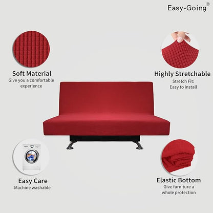 Easy-Going Stretch Futon Slipcover Armless Futon Bed Cover Furniture Protector - Image 3