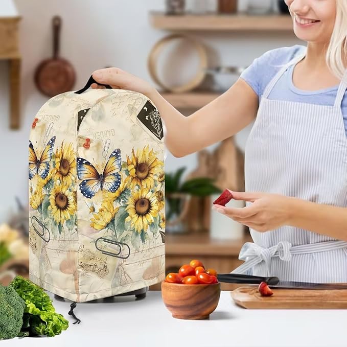 Sunflower Butterfly Print Blender Dust Cover - Image 3