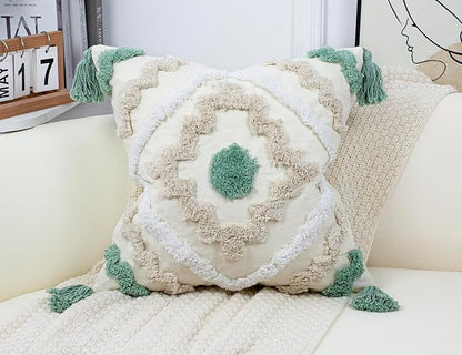 Decorative Farmhouse Throw Pillow Covers 18 x 18, Modern Neutral Couch Pillow by NUYECY