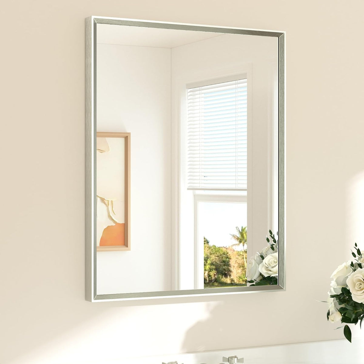tetote brushed nickel bathroom mirror 24" x 30", main product view