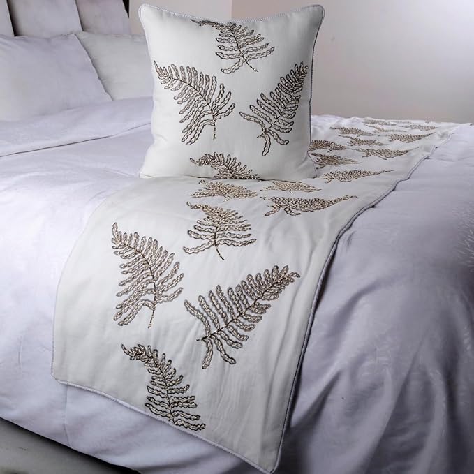 The HomeCentric White Bed Runner, Twin Size 53"x18" Decorative Bed Runner - Image 5