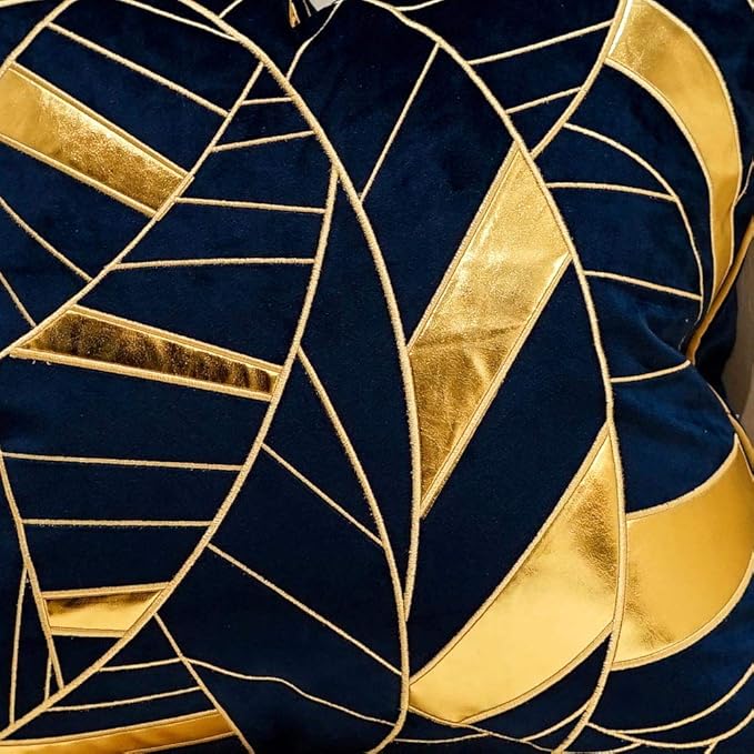 Avigers 20 x 20 Inches Navy Blue Gold Striped Cushion Case Luxury European - Image 3