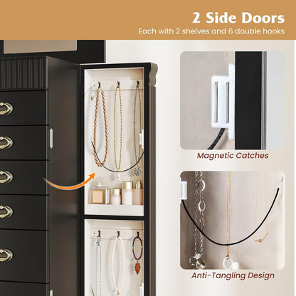 giantex standing jewelry cabinet with 7 drawers, flip-top, package contents