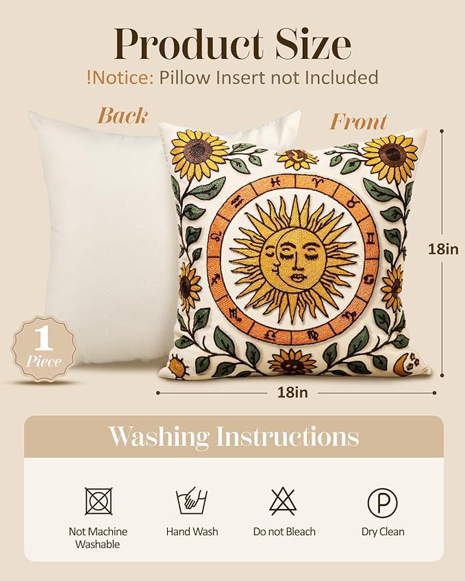 Embroidered Throw Pillow Covers 18x18 Inch - Image 4