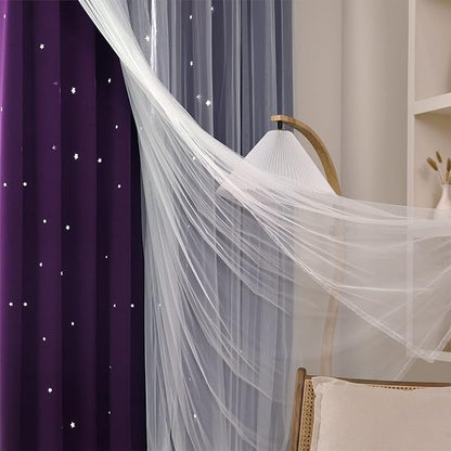Kinryb Star Cutout Blackout 95 Inches Curtains Double Layer - Image 4