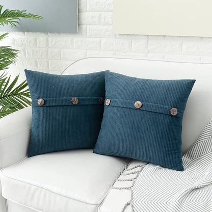 HWY 50 Blue Chenille Throw Pillow Covers 16x16 Inch - Image 3