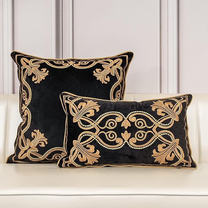 Aeckself European Floral Pillow Cover 24x24 Inch, Large Luxury Velvet - Image 5