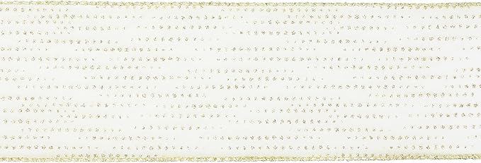 MEEDEE Glitter Gold Wired Ribbon 2.5 Inch Horizontal Stripes Glitter Polka Dot - Image 8