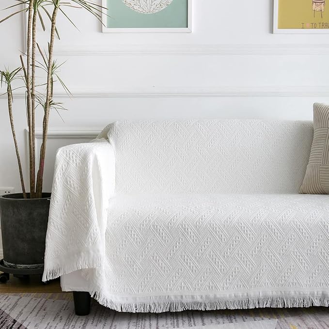 AIVIA Loveseat Cover Sheet Blanket, Cotton Woven Anti Slip Throw Cushion Covers - Image 5
