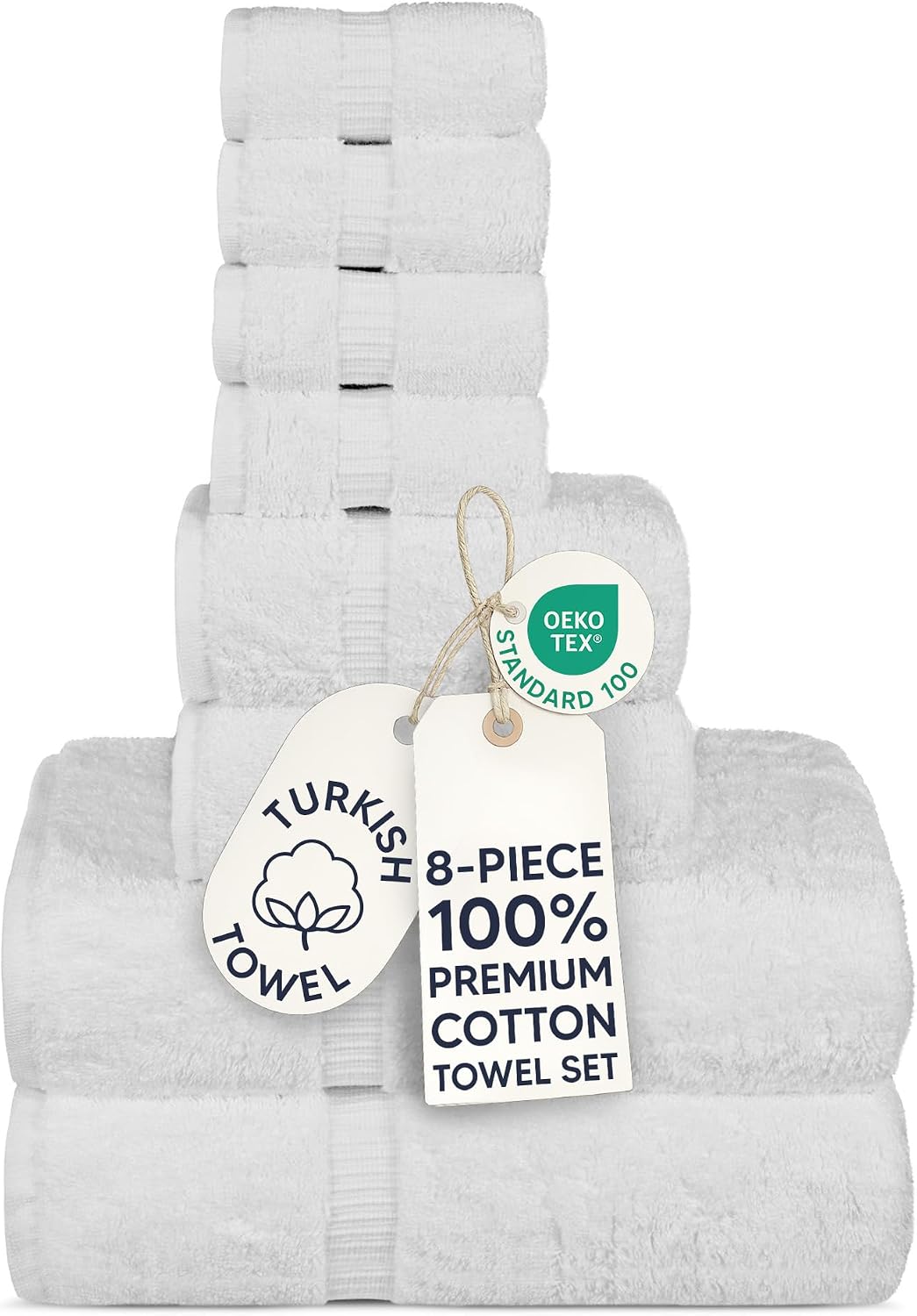 chakir turkish linens 100% cotton 8-piece towel set shown in use