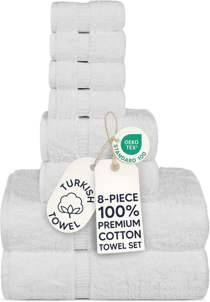 chakir turkish linens 100% cotton 8-piece towel set shown in use