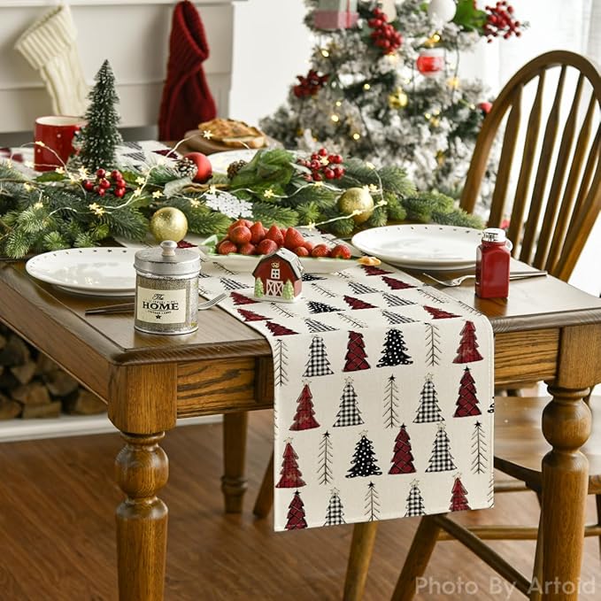 Artoid Mode Xmas Tree Christmas Table Runner, Seasonal Winter Kitchen Dining - Image 2