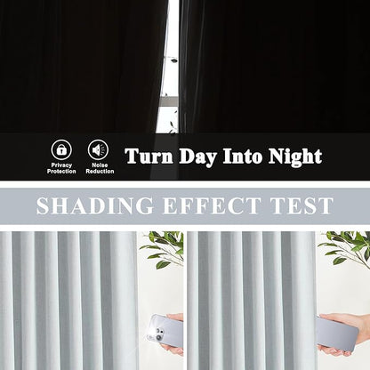 Vision Home Blue Fog Pinch Pleated Full Blackout Curtains Linen Blended Room - Image 4