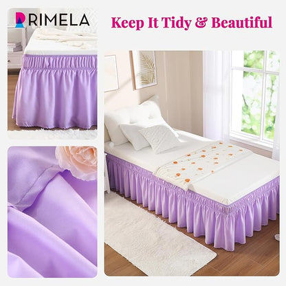 RIMELA Lilac Bed Skirt Full Size 15 Inch Drop, Elastic Bed Skirting - Image 3