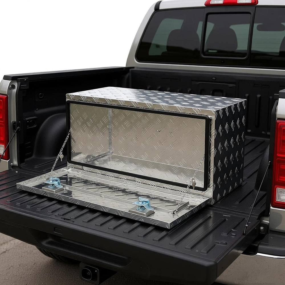 30 Inch Aluminum Underbody Tool Box, RV Trailer Flatbed Storage Box, Weather‑...