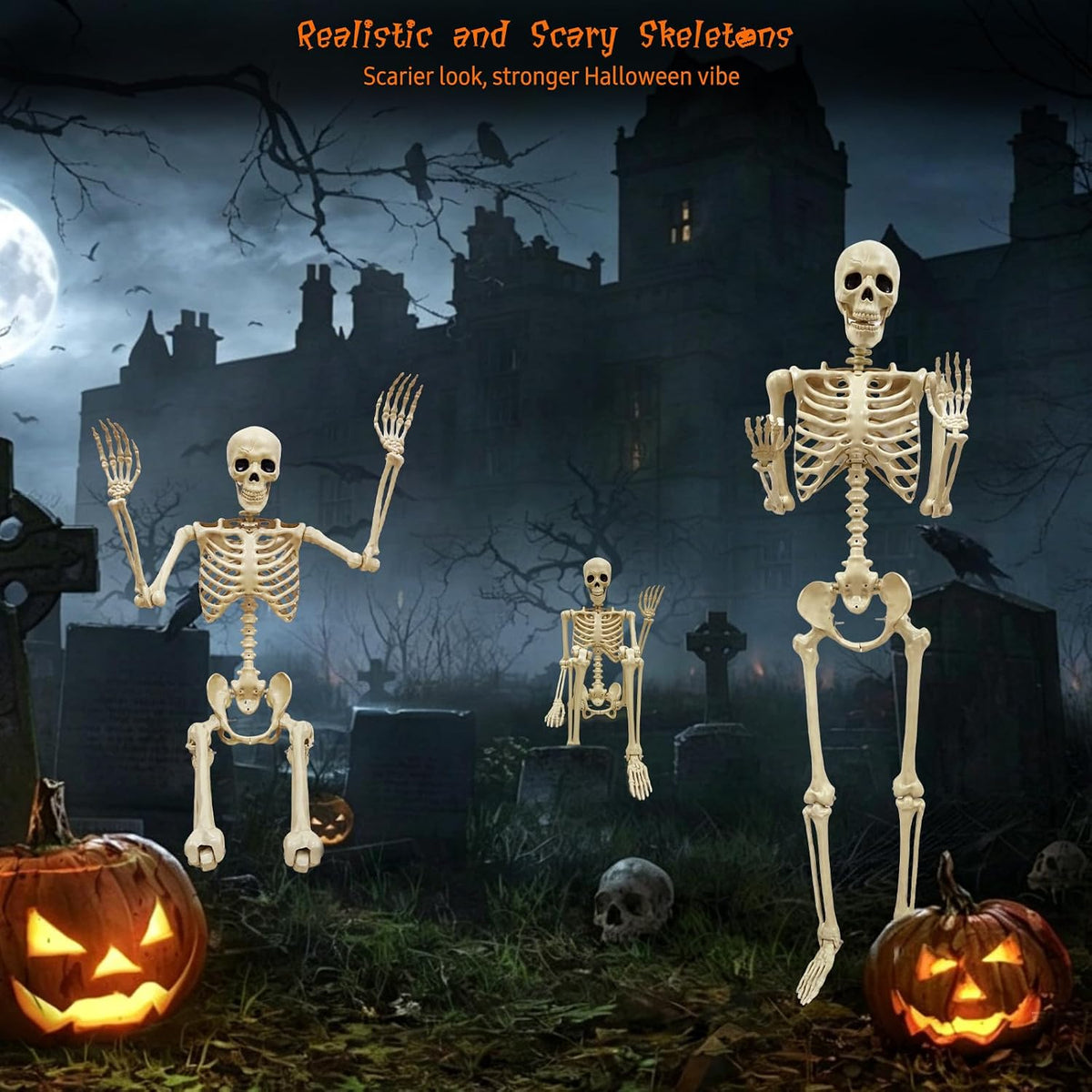 Life Size Skeleton for Halloween: 5.4ft Realistic Human Skeleton