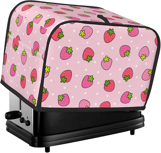 Pink Cute Strawberry 2 Slice Toaster Cover, Waterproof Toaster Dust Cover Bread by Unknown
