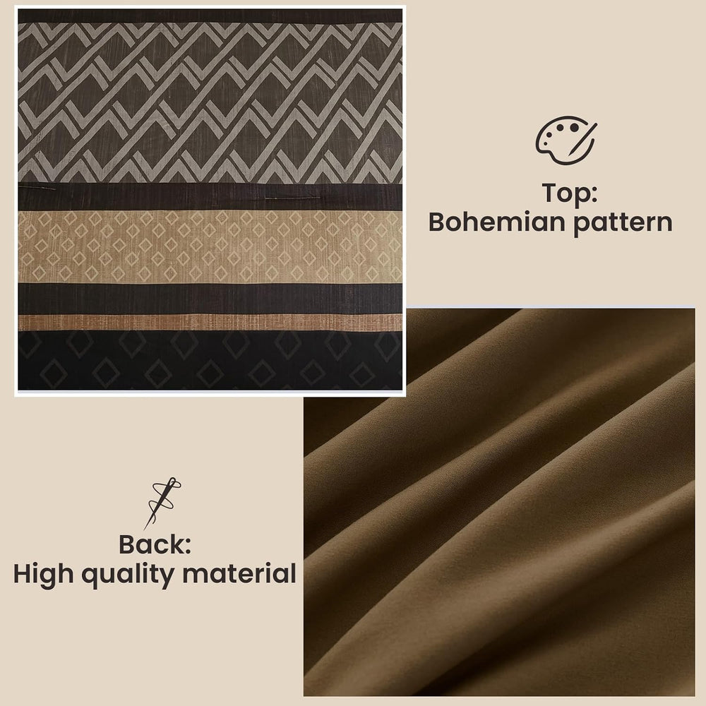 Cottolester Brown Comforter Set Queen Size,Fall Striped Bed in a Bag