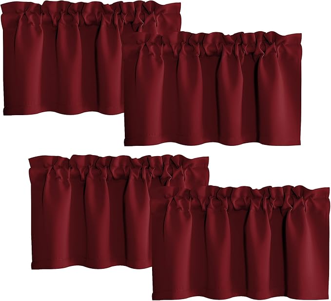 NICETOWN 4 Panels Red Kitchen Valances by NICETOWN