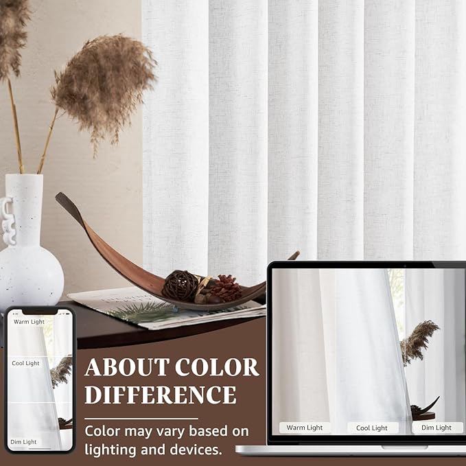 jinchan Linen Curtains for Living Room Bedroom Light Filtering Semi Sheer - Image 7