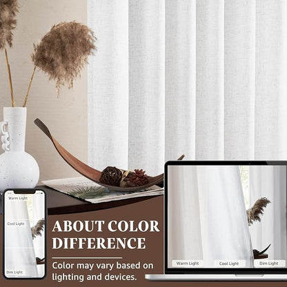 jinchan Linen Curtains for Living Room Bedroom Light Filtering Semi Sheer - Image 7