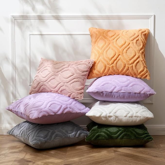 MIULEE Orange Fall Throw Pillow Covers 16x16 Inch, Soft Plush Faux Wool Solid - Image 4