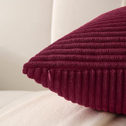 Burgundy Throw Pillow Covers 16x16 inch, Farmhouse Home Decor, Boho Decorative - Image 4