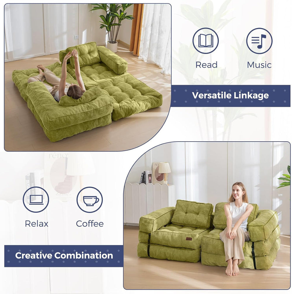 MAXYOYO Folding Sofa Bed, Convertible Chair Bed with Pillow
