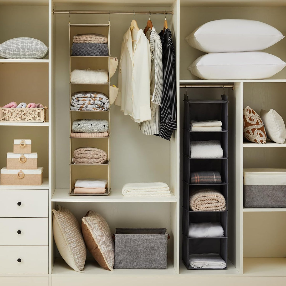 youdenova hanging closet organizer and storage, 6-shelf, 2, side view