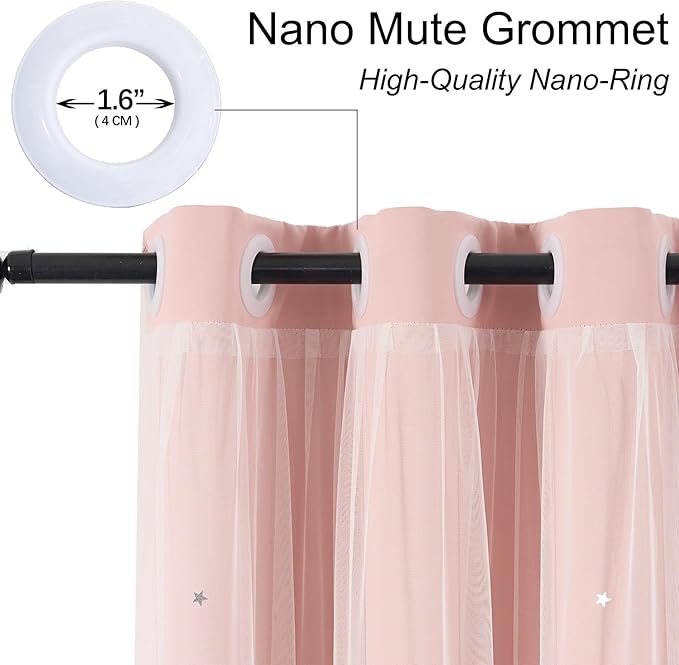 Light Pink Curtains Blackout for Girls Bedroom - Image 2