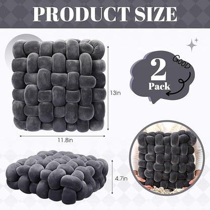 Wenqik 2 Pcs Knot Pillows Square Knotted Plush Throws Soft Accent Pillows - Image 2
