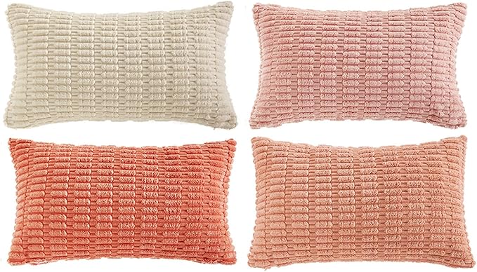Fancy Homi 4 Packs Blush Pink Boho Lumbar Decorative Throw Pillow Covers 12x20 - Image 6