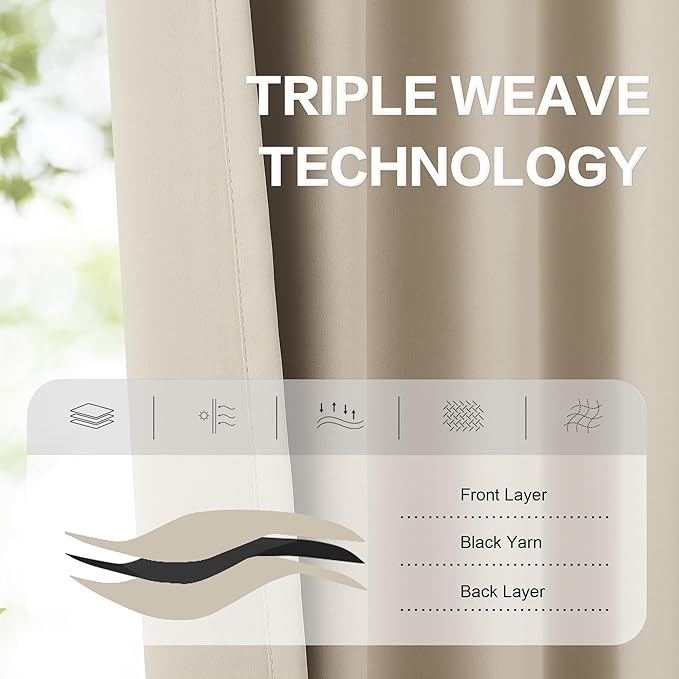 DUALIFE Room Darkening Curtains/Drapes 102 Inches Long, Light Blocking Privacy - Image 4