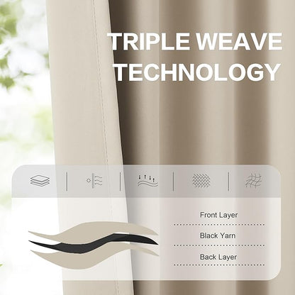 DUALIFE Room Darkening Curtains/Drapes 102 Inches Long, Light Blocking Privacy - Image 4