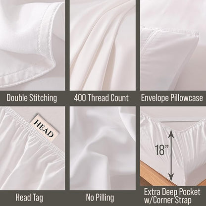 Bella Coterie Luxury Bamboo Viscose Split King Size Sheet Set | 2 Fitted Sheets - Image 4