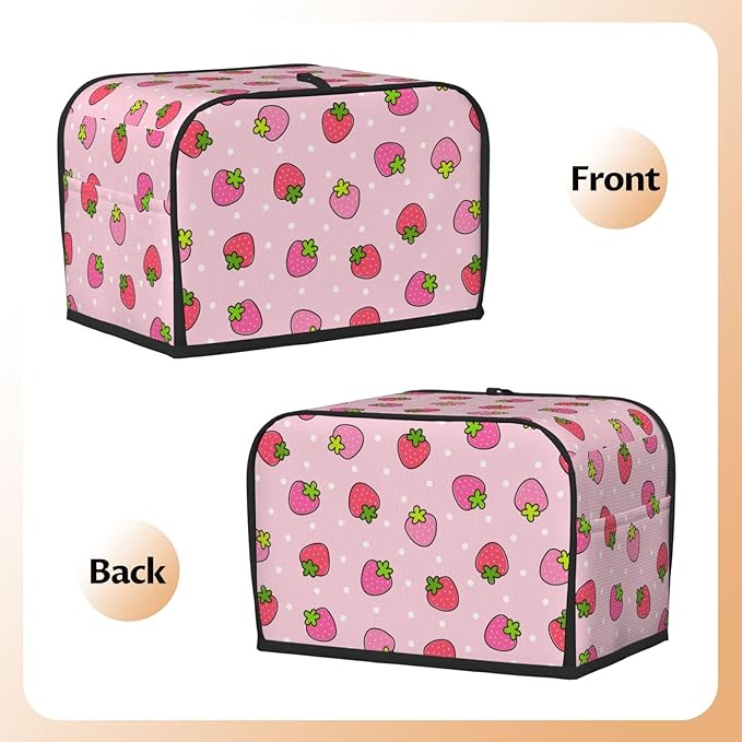 Pink Cute Strawberry 2 Slice Toaster Cover, Waterproof Toaster Dust Cover Bread - Image 4