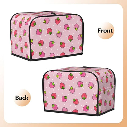 Pink Cute Strawberry 2 Slice Toaster Cover, Waterproof Toaster Dust Cover Bread - Image 4