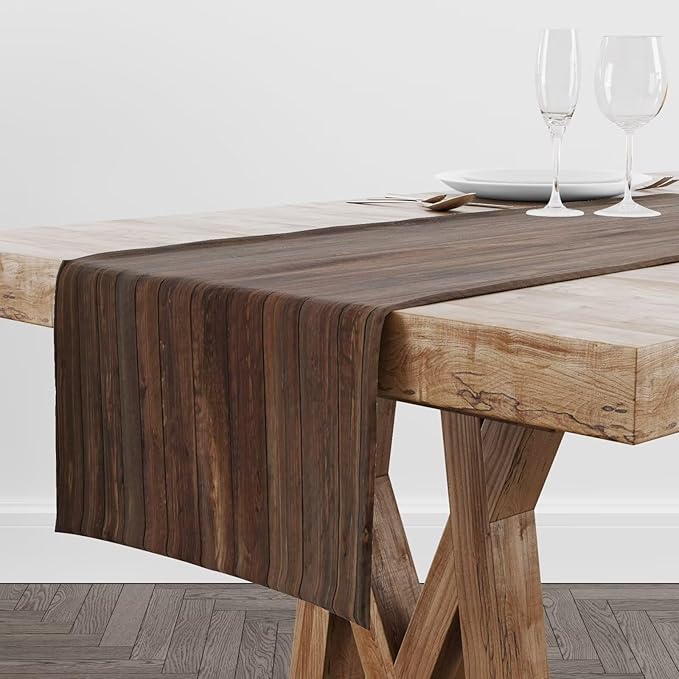 Wood Board Table Runner Farmhouse Rustic Wood Brown Barn Hardwood Kitchen - Image 2