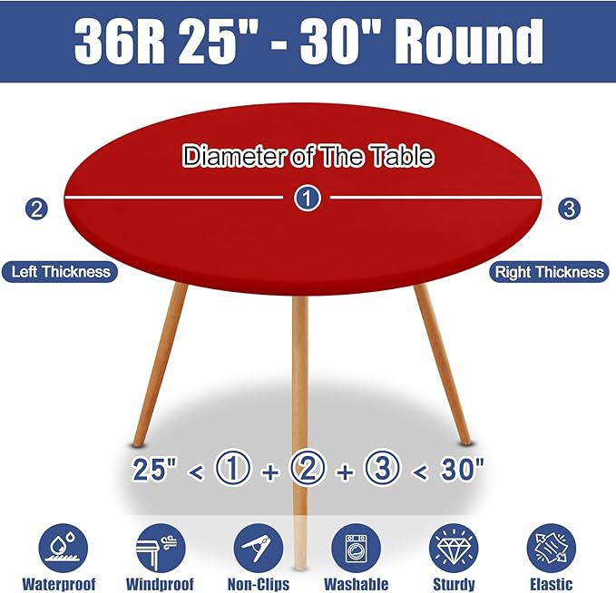 Round Spandex Christmas Tablecloth, Elastic Fitted Waterproof Tablecloths - Image 8