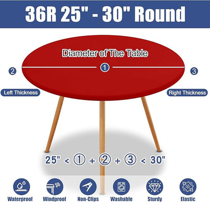Round Spandex Christmas Tablecloth, Elastic Fitted Waterproof Tablecloths - Image 8