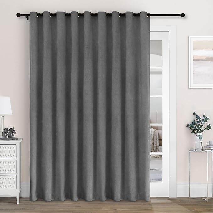 Macochico Extra Wide 100% Blackout Chenille Curtains 100" Wx96 L Thermal Drapes by Macochico