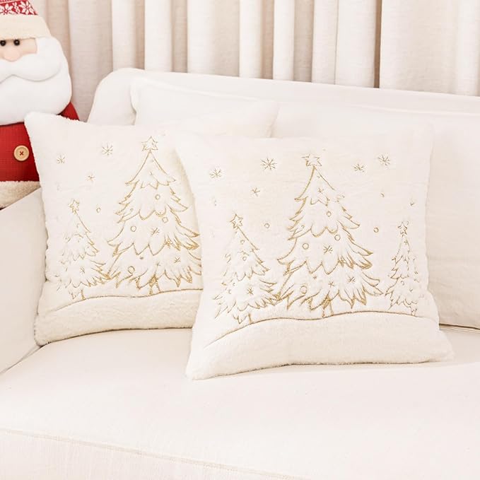 Christmas Embroidered Throw Pillow Cover by TASJZJZXS