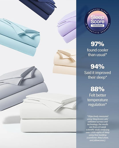 REST® Evercool®+ Cooling Sheet Set, Queen Size, Arctic White, Breathable Bed - Image 7
