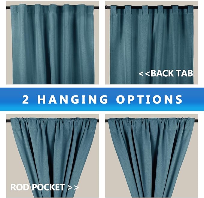 Linen 100% Blackout Curtains for Bedroom, Back Tab/Rod Pocket Room Darkening - Image 4